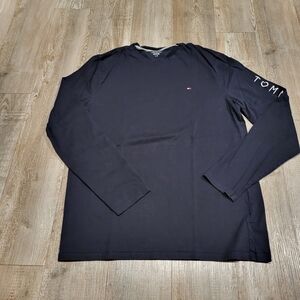 Tommy Hilfiger Regular Fit Men's Navy Long Sleeve Tee Shirt Size Large